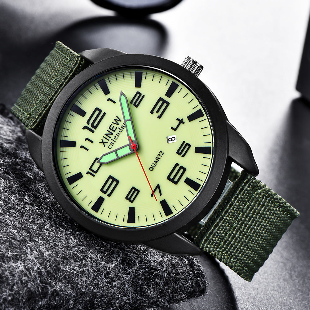 Men's Watch Nylon Strap Sports Watch Calendar Quartz Watch