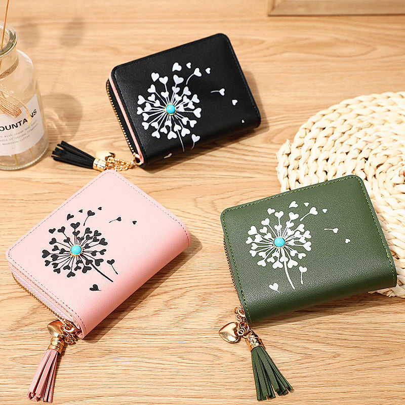 Simple PU Leather Zipper Multiple Card Slots Mini Short Women's Wallet