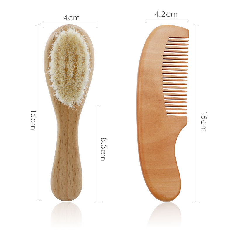 GentleCare Baby Wool Brush Set – Soft Shower Brush & Comb Kit for Newborn Bathing
