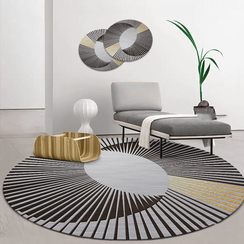 Round Geometric Office Carpet Pad – Dirt-Resistant Polyester Desk & Computer Mat