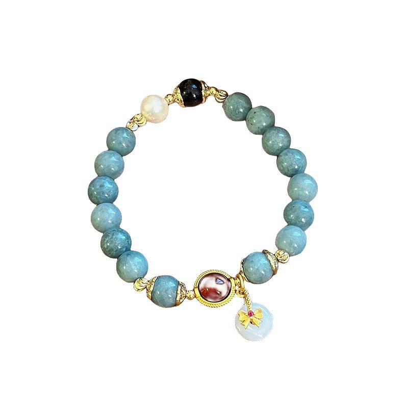 New Chinese Style Natural Stone Burma Jade Safety Buckle Bracelet