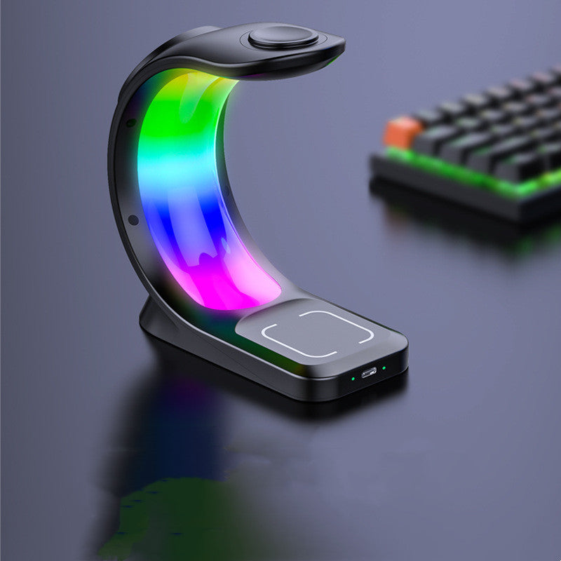 4-in-1 Magnetic Wireless Charging Station, 15W Fast Charge for iPhone, Apple Watch & AirPods Pro with Ambient Light