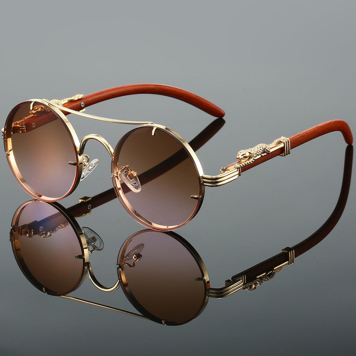 Gold Frame PC Lens Sunglasses – Stylish UV Protection