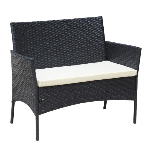 4-Piece Black Rattan Outdoor Patio Furniture Set