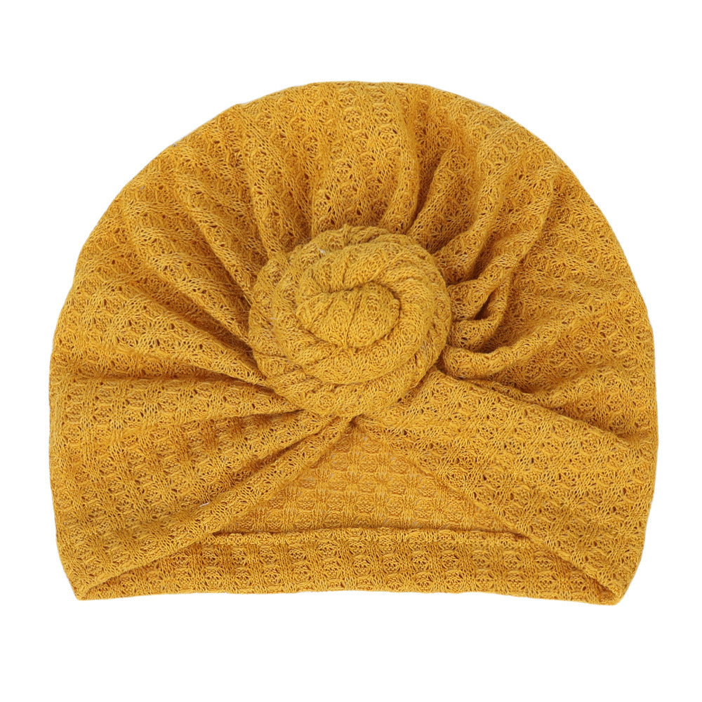 Children's Waffle Solid Color Baby Hat Elastic
