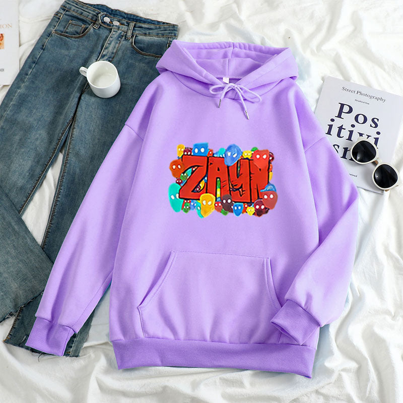 Unisex Printed Letter Hoodie Pullover Polyester Regular Fit
