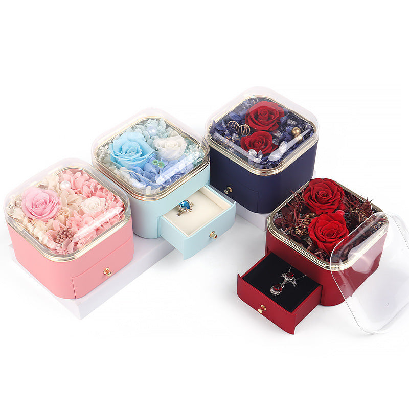 Rose Jewelry Box Drawer Organizer With Metal Construction