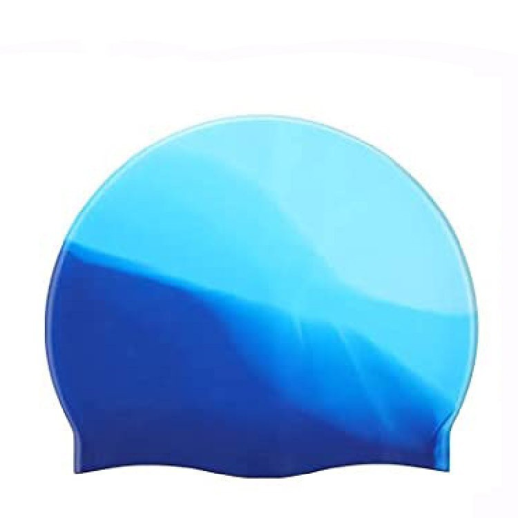 Silicone Kids Swim Cap Waterproof Gradient Color Blocking