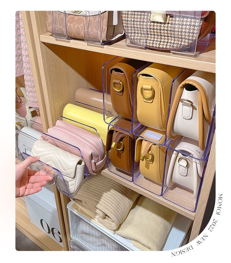 Handbag Storage Rack with Partition – Wardrobe Organizer Box