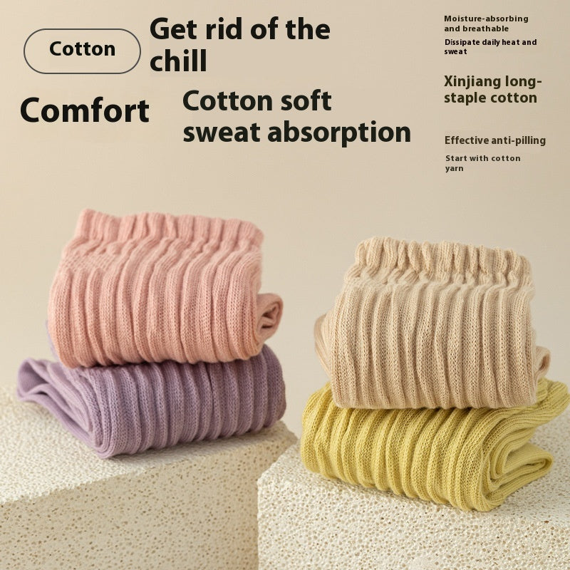 Autumn & Winter Korean Style Cotton Mid-Calf Socks for Girls – Cozy Warm Trendy