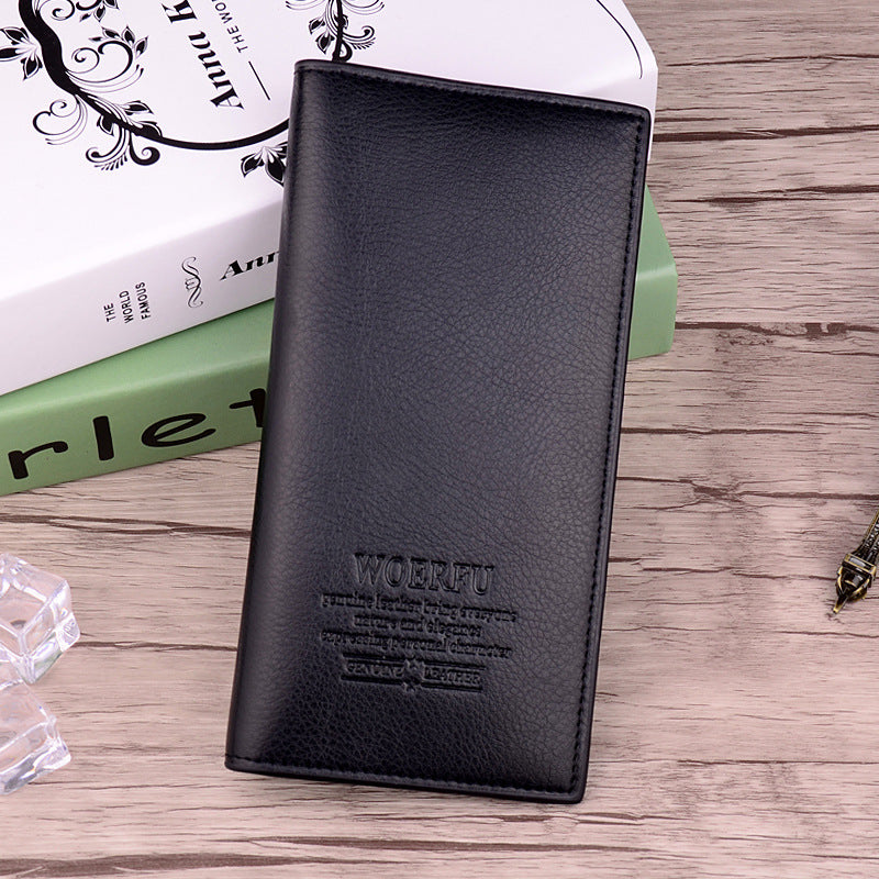 Men's Long PU Leather Wallet Lychee Pattern Business