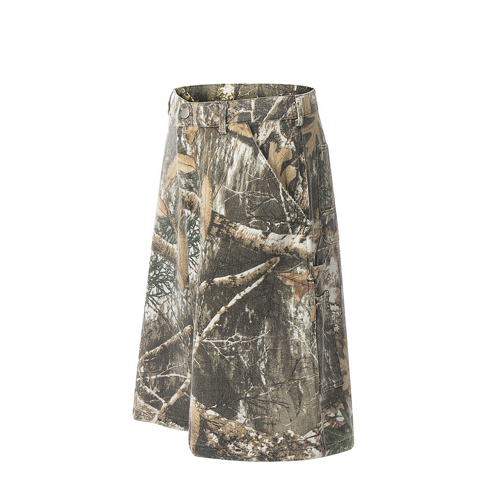 Men's Camouflage Leaf Cargo Shorts Cotton Regular Fit
