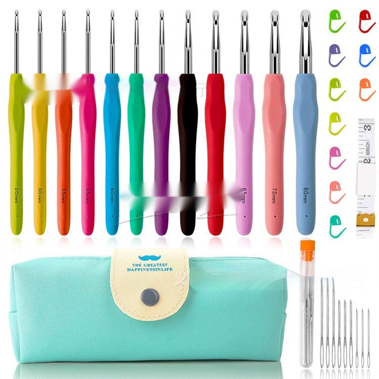 Crochet Needle Beard Pack – Colorful TPR Soft Handle Crochet Hook Set