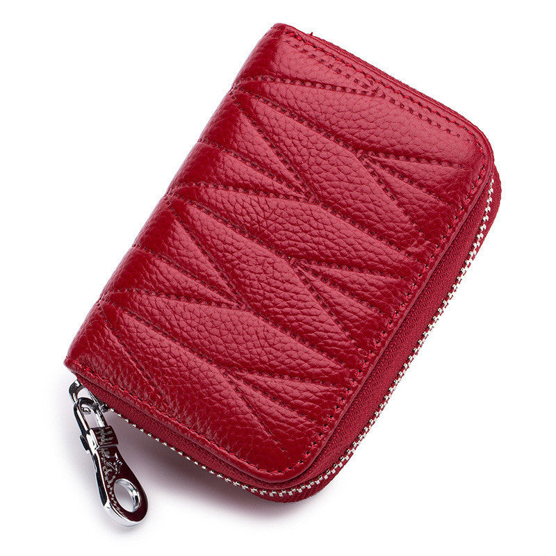 Womens Leather Organ Card Holder RFID Slim Plain Wallet
