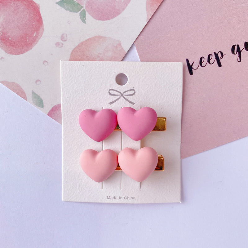 Flower Peach Heart Side Clip Bow