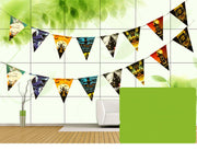 Halloween Triangle Pull Flag Party Decorations Bat Skull Pumpkin Paper Pull Flower Banner
