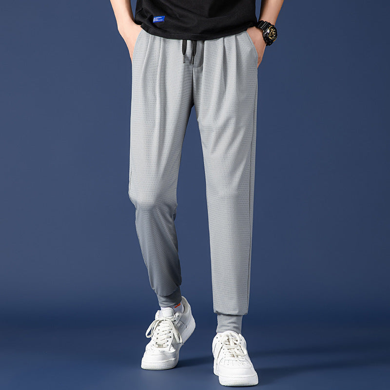 Men’s Nine-Point Wide-Leg Sweatpants with Drawstring Waist