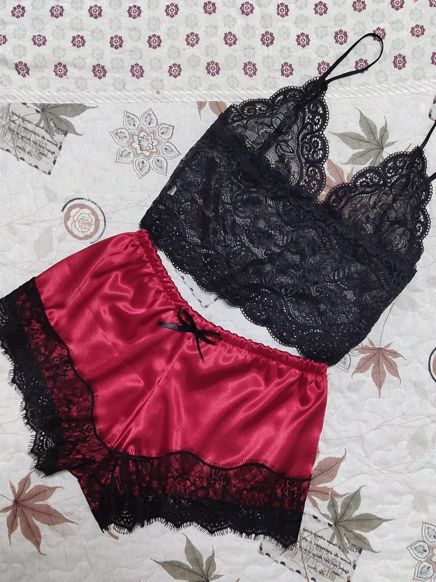 Women's Fashion Lace Pajama Set