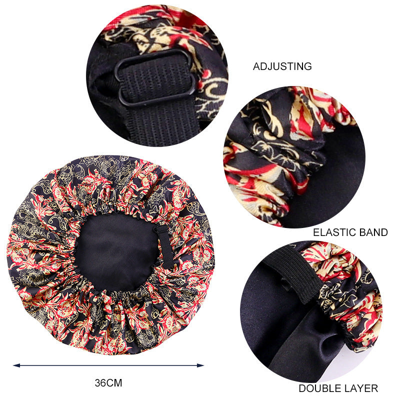 Printed Satin Double-Layer Adjustable Home Cap