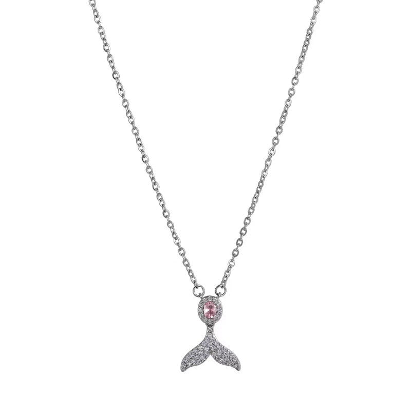 Women's Simple S925 Sterling Silver Fishtail Pendant Necklace
