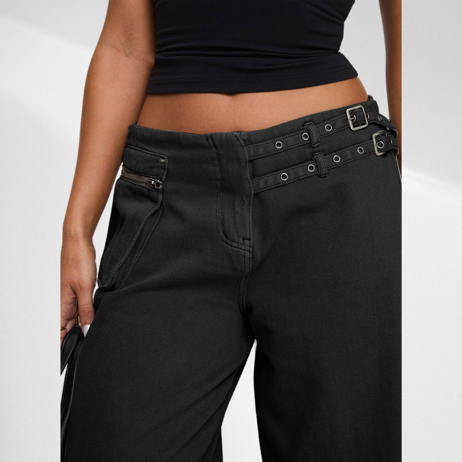 Women’s Wide-Leg Rivet Jeans – Street Style Statement Pants