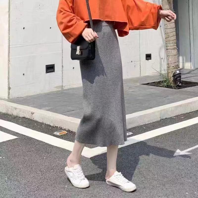 High Waist Straight Skirt – Long Slimming Sweater Dress