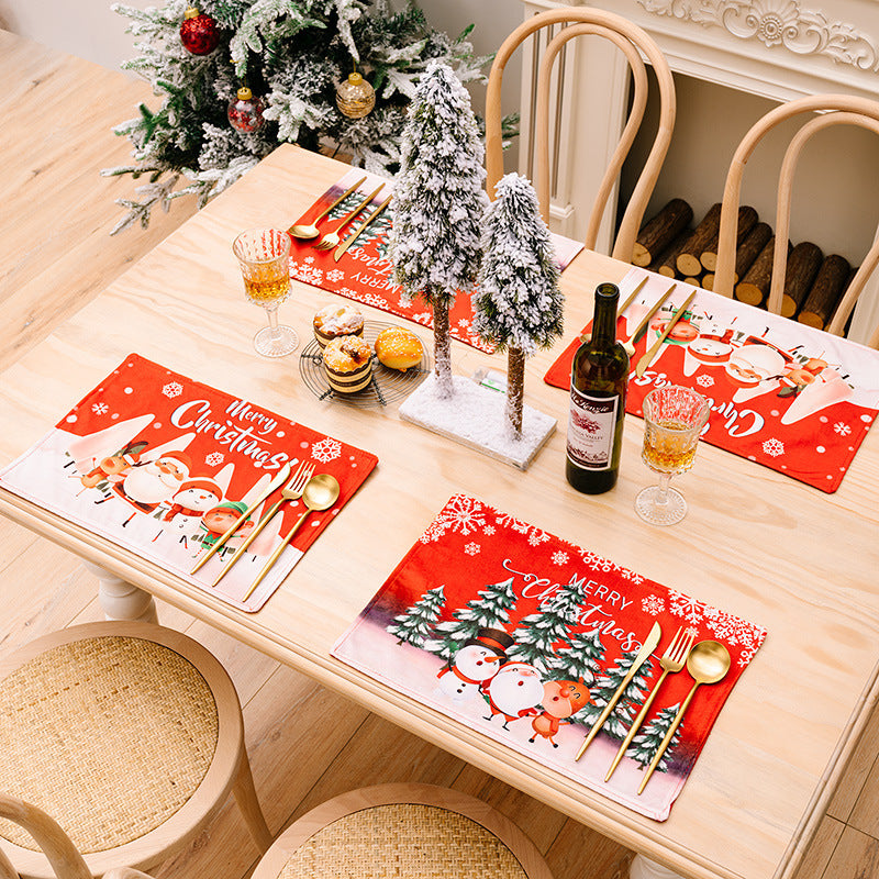 New Christmas Decorations Cartoon Old Man Table Mat Christmas Tablecloth Mat Creative Printing Placemat