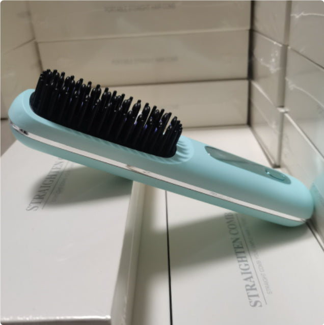 2-in-1 Wireless Hair Straightener Brush and Curler USB Rechargeable Fast Heating Comb