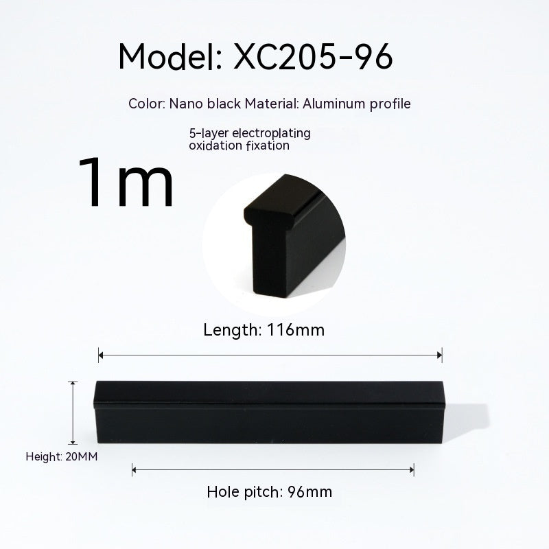 Cabinet Door Black Metal Handle One-word Lengthened