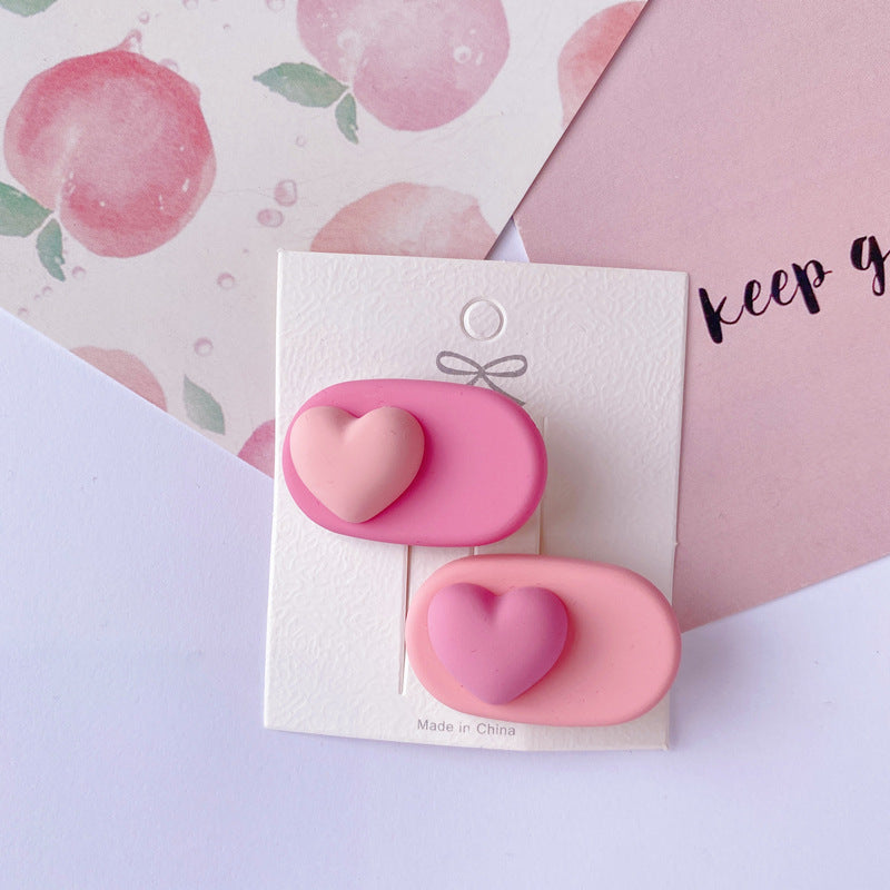 Flower Peach Heart Side Clip Bow