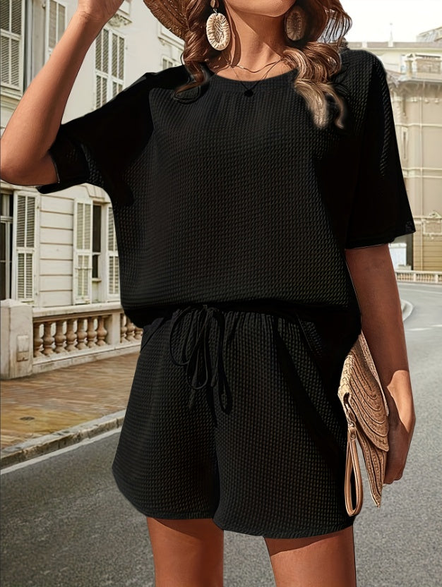 Women's New Short-sleeved Suit, Women's Foreign Bat Shirt, Fashion Shorts Two-piece Set