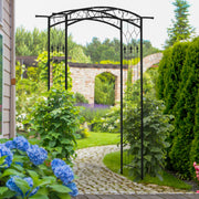 7Ft Metal Garden Arch, Functional Support, All-weather Resistance, Top Extension Bar, For Wedding, Party, Ceremony, Black