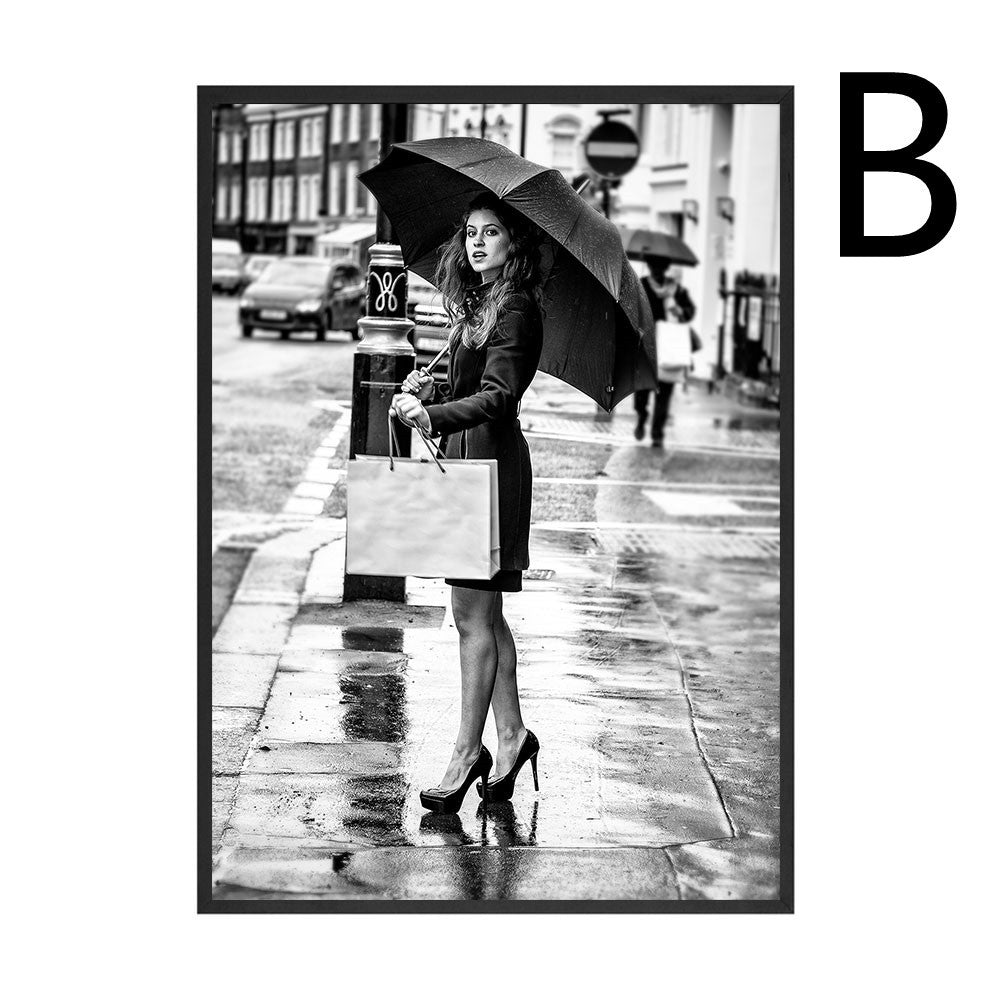 Black and White Wall Art – Sexy Woman Canvas Painting Poster Print