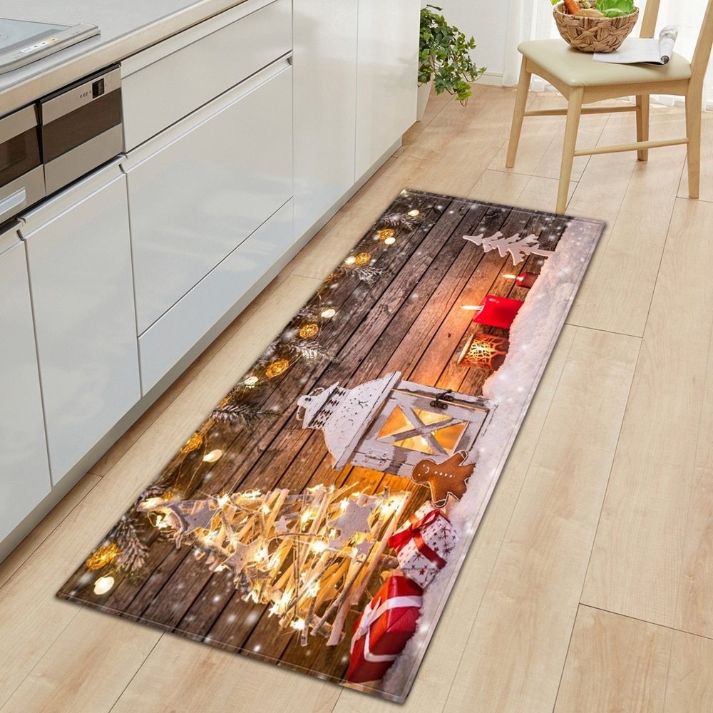 Christmas Flannel Floor Mat Bedroom Non-slip Fluffy Carpet