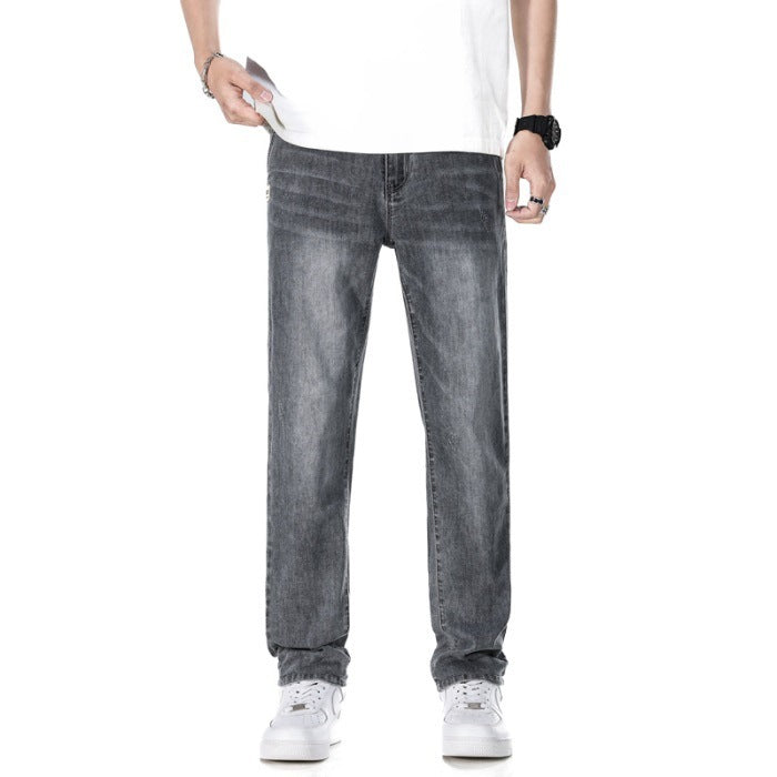 Men’s Light Business Jeans – Thin Loose Straight Casual Denim
