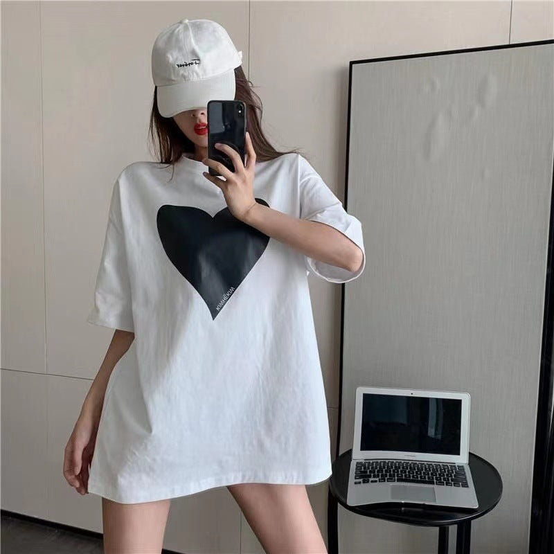 Love print short-sleeved T-shirt women summer