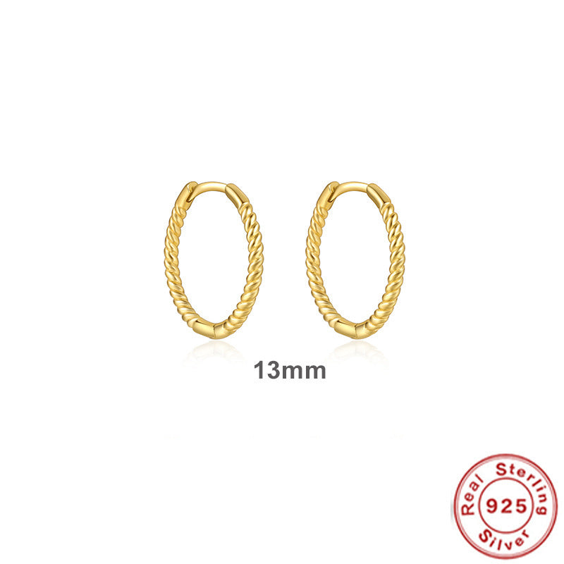 Twist S925 Sterling Silver Hipster Twisted String Round Ring Earrings
