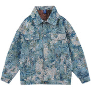 Unisex Vintage Floral Polyester Loose Fit Jacket Autumn