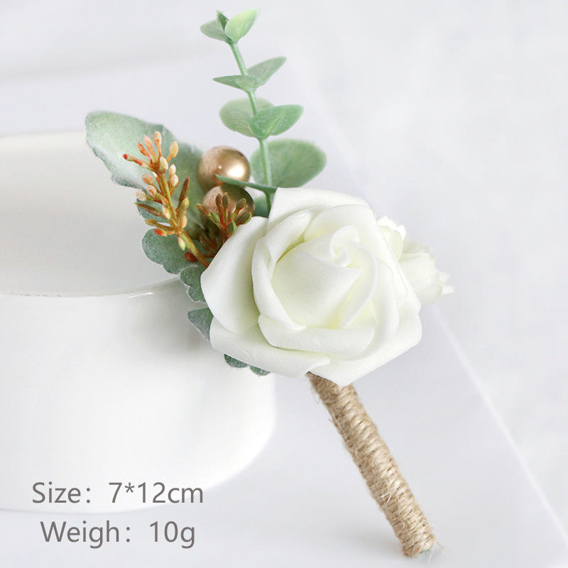 Wedding Bridegroom Bride Corsage Simulation PE Ball Boutonniere