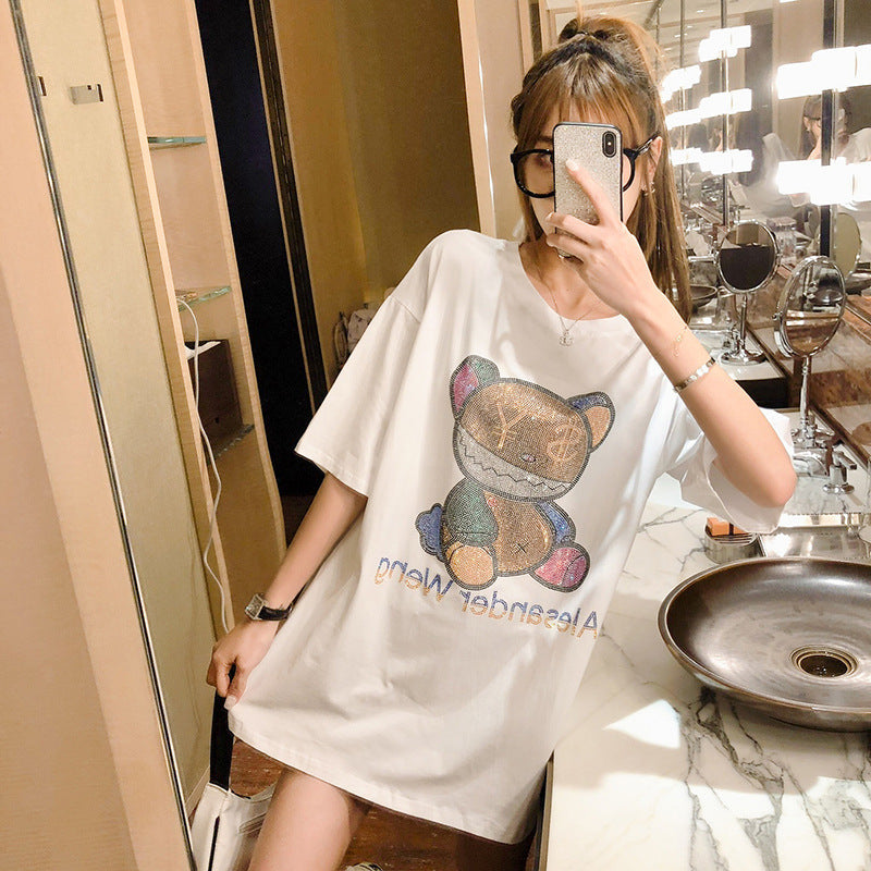Heavy Industry Hot Drill Bear Short Sleeve T-shirt Women