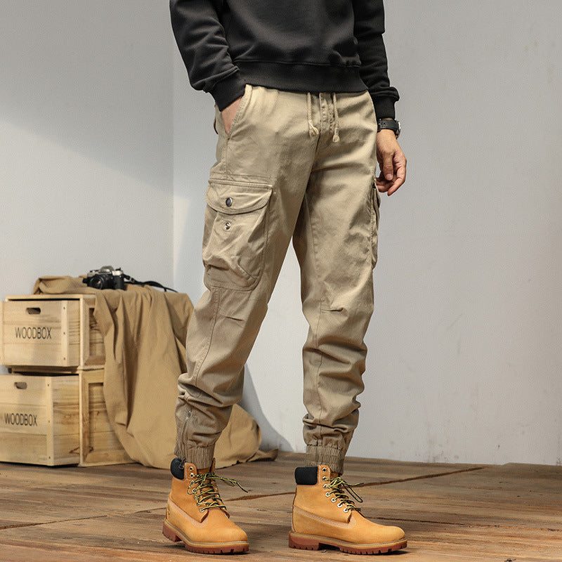 Men’s Slim Fit Overalls – Summer Ankle-Tied Casual Workwear Pants