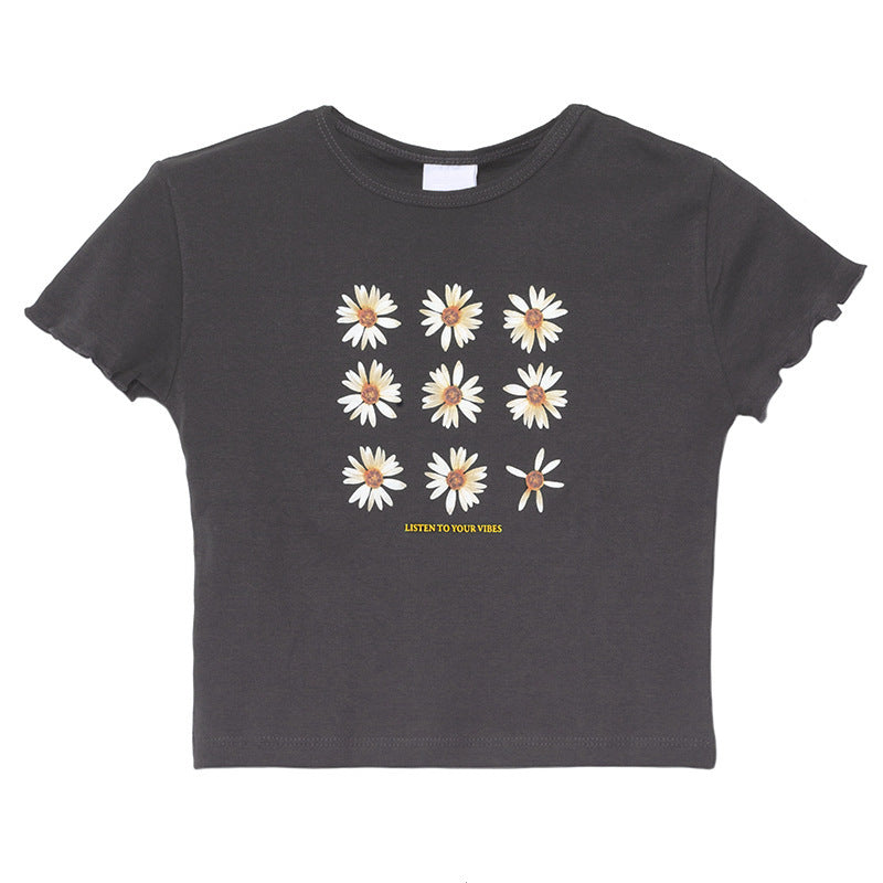 Women's Butterfly Print Cotton Tee Short Sleeve