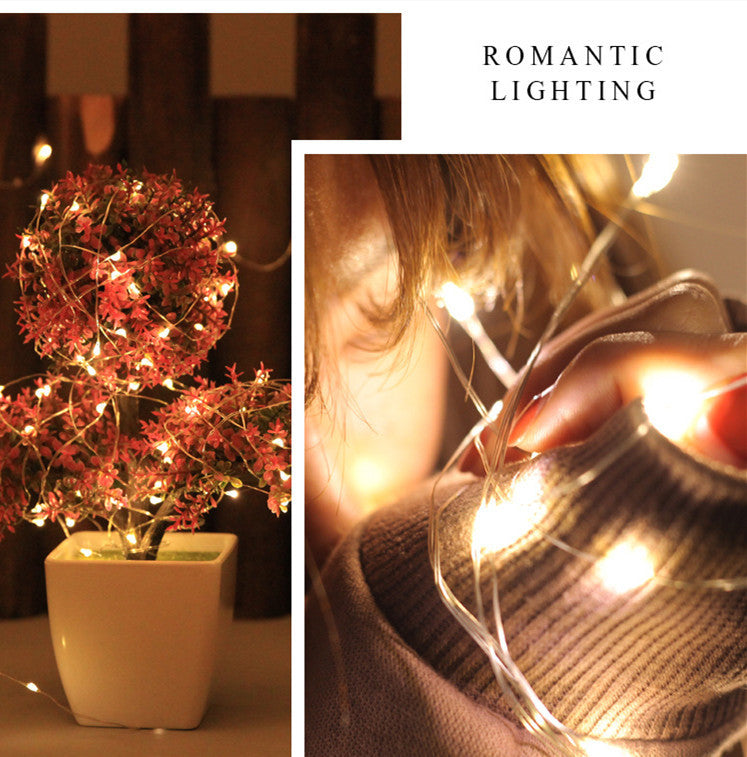 LED Color Atmosphere Decorative Button Battery Box Copper Wire Lamp String
