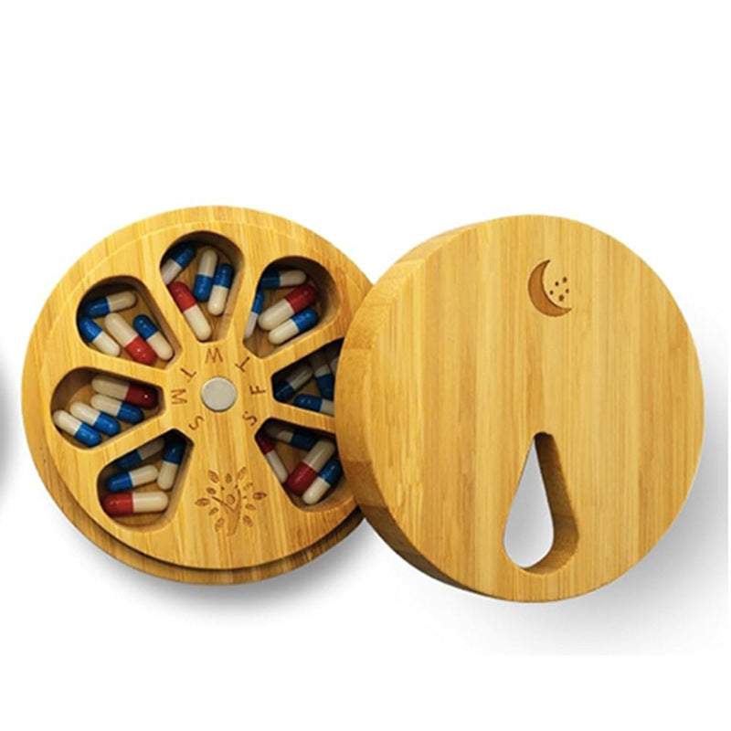 Wooden Portable Capsule Box Pill Storage Box