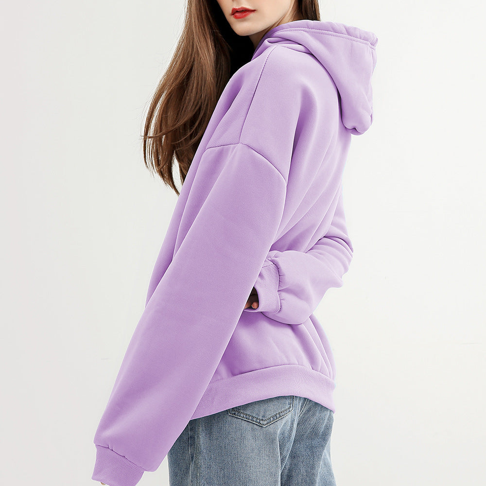 Unisex Padded Hoodie Loose Fit Polyester Letters Pattern