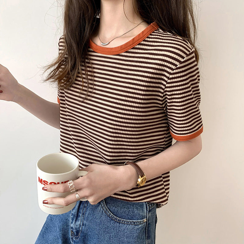 New Korean Version Of Loose Women's Round Neck Half Sleeve T-shirt For Women