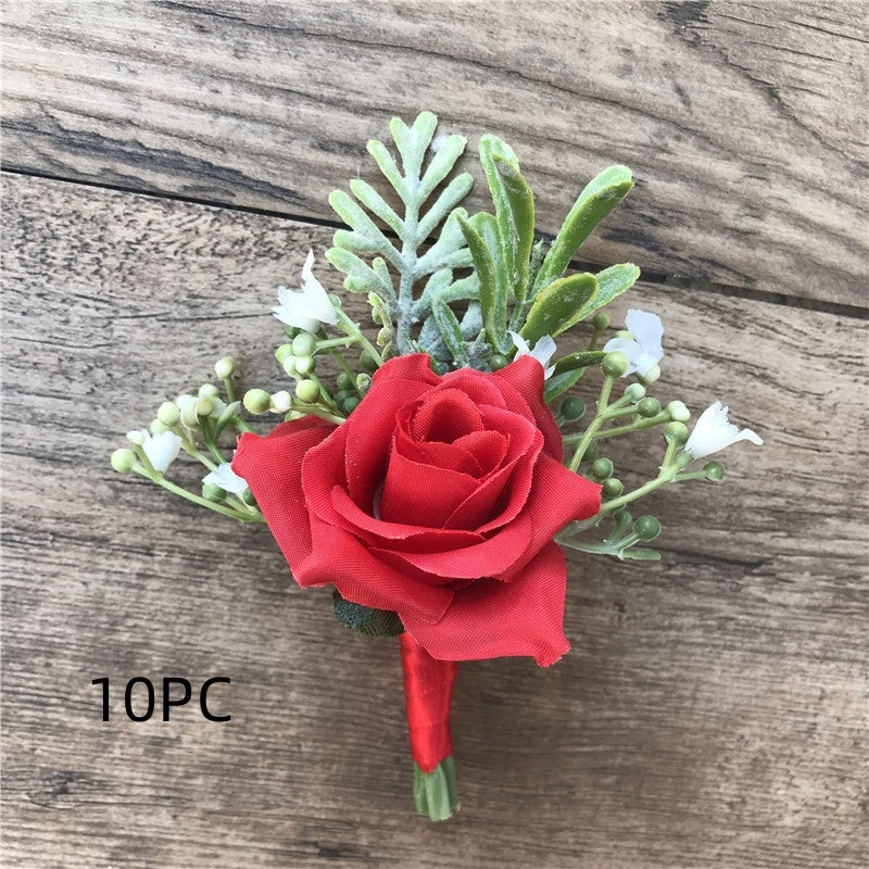 Korean Fabric Bride And Groom Corsage Rose Small Buds Silk Flower Before Marriage