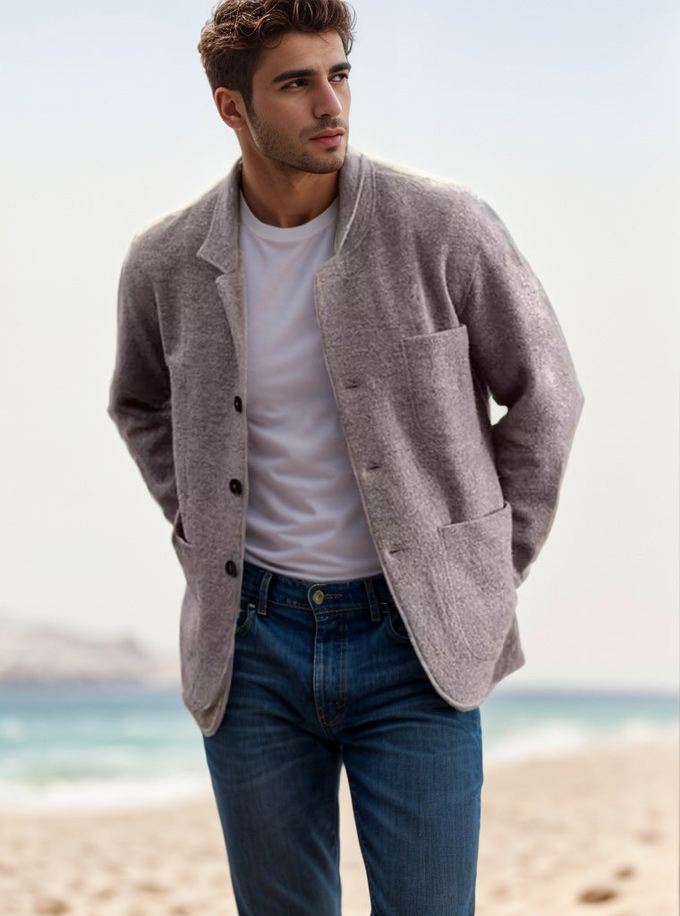 Unisex Slim Polyester Casual Jacket With Front Pockets