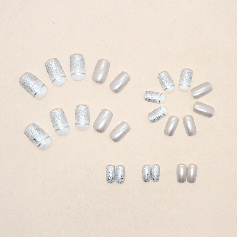 European And American Fashion Square Nail Art Silver Glitter Noble And Elegant