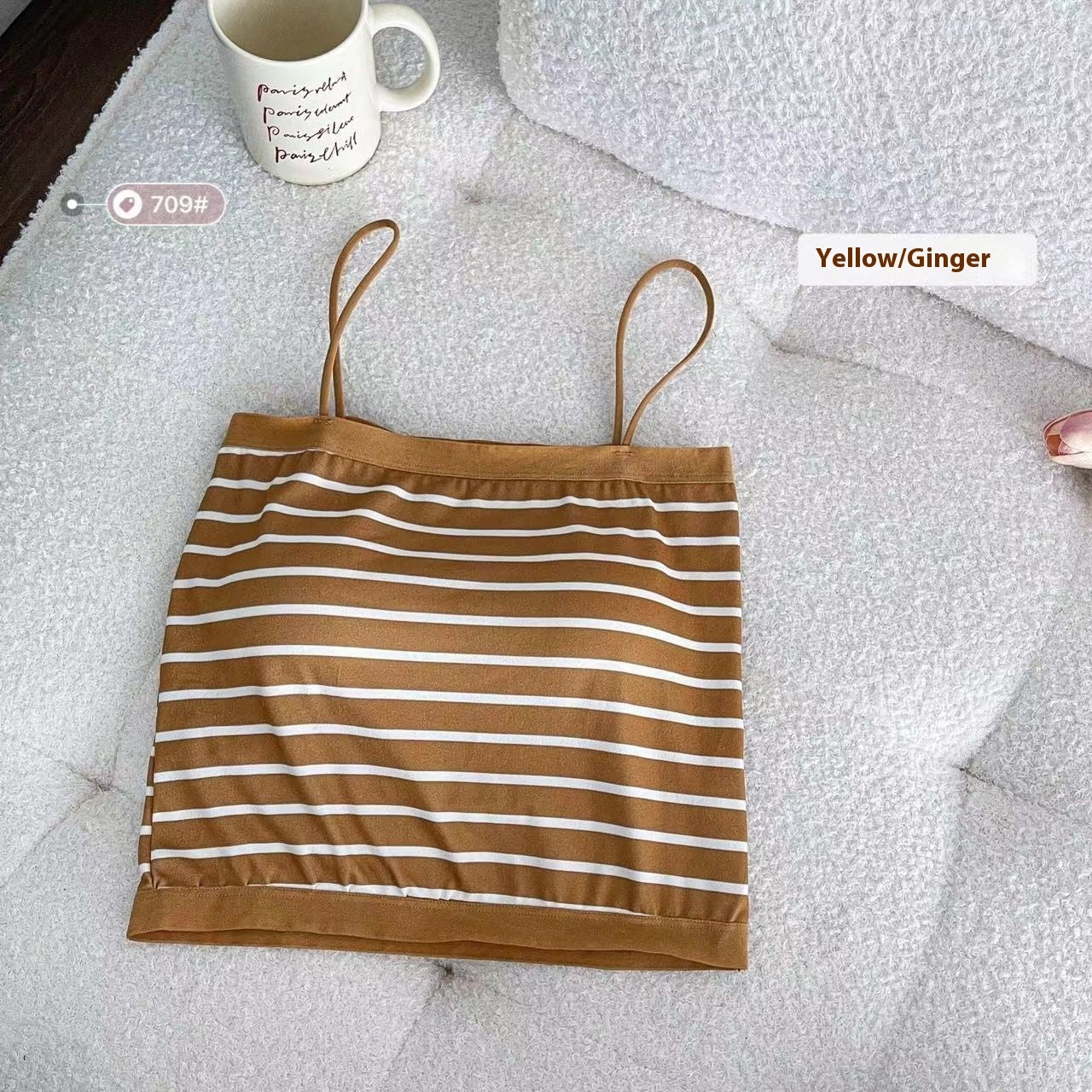 Summer Stripes Camisole Chest Pad Hot Girl Base Ride